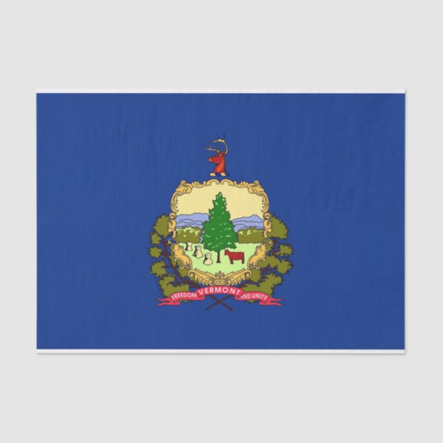 Papel tissue Patriótico com bandeira Vermont, EUA (Frente )
