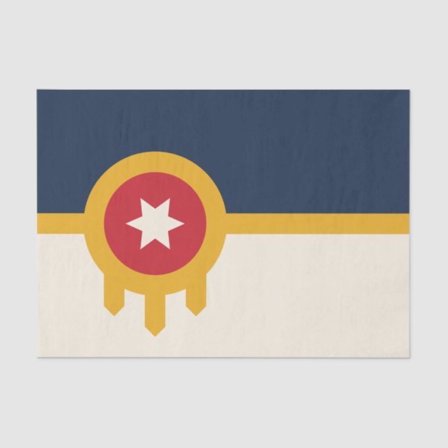 Papel tissue Patriótico com pavilhão de Tulsa, EUA (Frente )