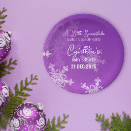 Papel Um Pequeno Prato De Neve Mínimo Padrão Roxo