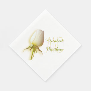 Papel Único rosa branco Wedding nomeado guardanapo de