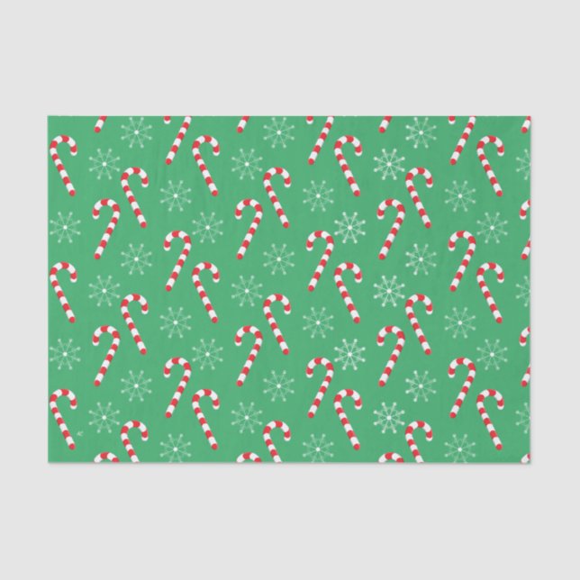 Papel verde padrão de Natal com cana doce (Frente )