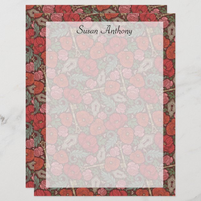 Papel Vítoriano Steampunk Antigo Chave Bloqueada V (Frente/Verso)