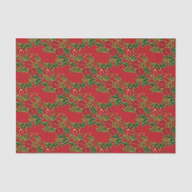 PAPEL WRAP Natal Poinsettia-TISSUE,Vermelho (Frente )