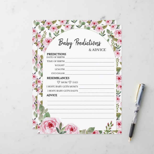 Papelão de papel "Baby Predictions & ADVICE" (Frente/Verso In Situ)
