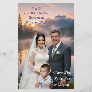 Papelaria 10º Aniversário de Casamento Foto Casal Criança Sa