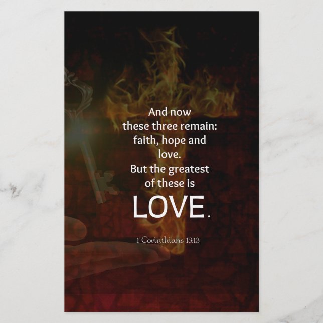 Papelaria 1 Corintianos 13:13 Versos de Bíblia Citam Sobre O (Frente)