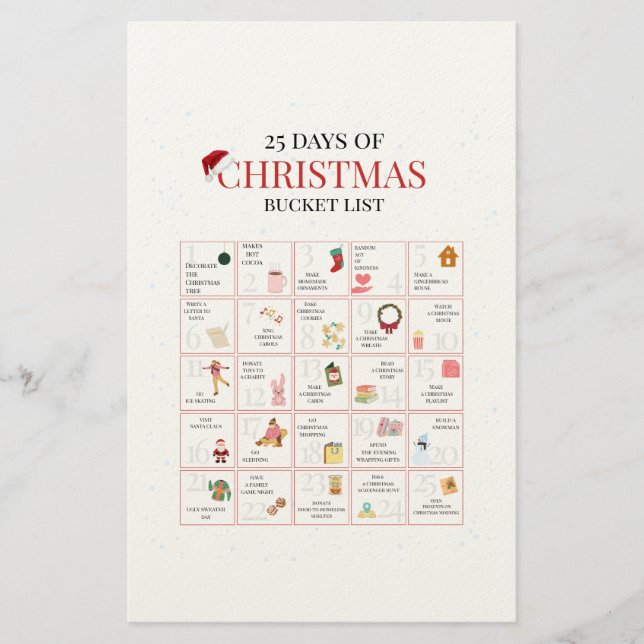 Papelaria 25 Days of Christmas Bucket List Art (Frente)