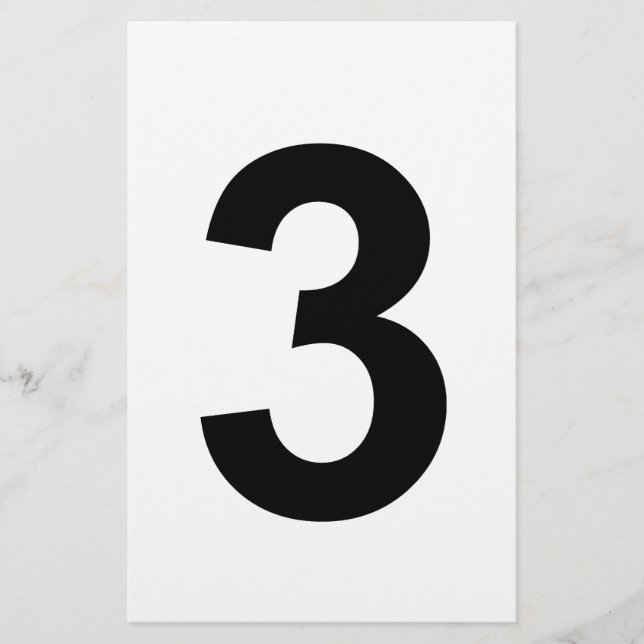 Papelaria 3 - número três (Frente)