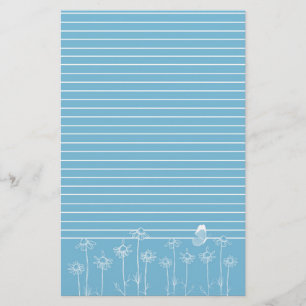 Papelaria A camomila azul da borboleta floresce o branco