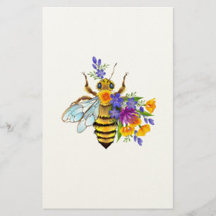 Papelaria Abeja flor com plantas silvestres