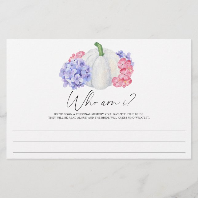 Papelaria Abóbora com flores - Quem sou eu jogo para chá de  (Frente)