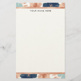 Papelaria Abstract Floral with Rose Gold Border