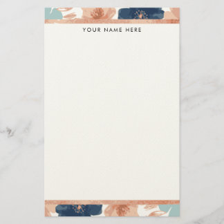 Papelaria Abstract Floral with Rose Gold Border
