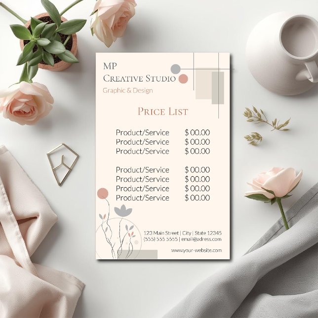 Papelaria Abstract Pastel Design: Modern Florals & Geometry  (Criador carregado)