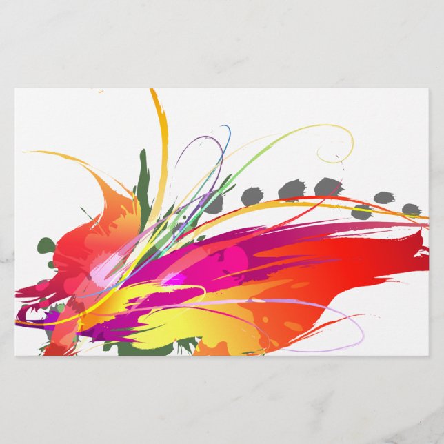 Papelaria Abstrato Bird of Paradise Paint Splatters (Frente)