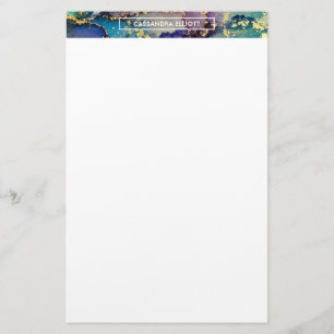 Papelaria Abstrato Líquido De Tinta Alcoólica Dourada Multic