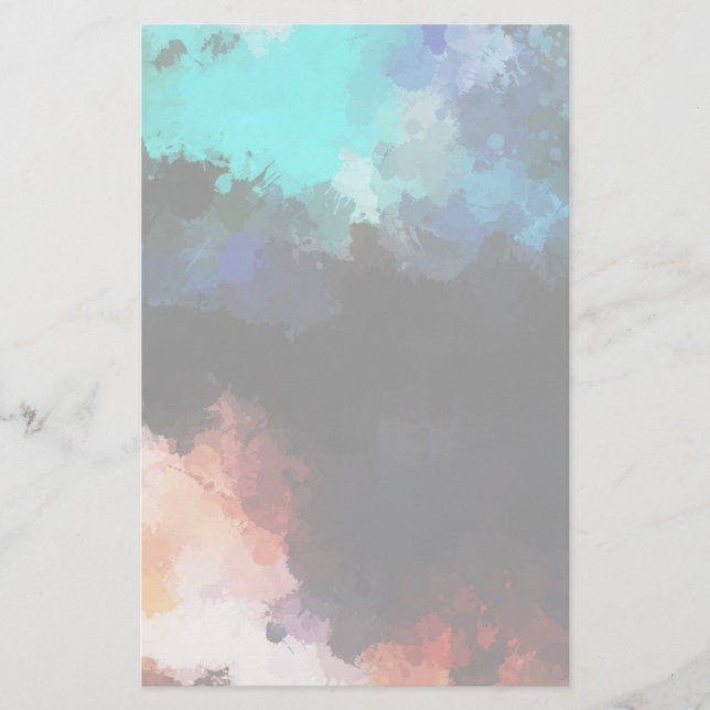 Papelaria Abstrato moderno - Espalhos Pretos - Laranja Azul (Frente)