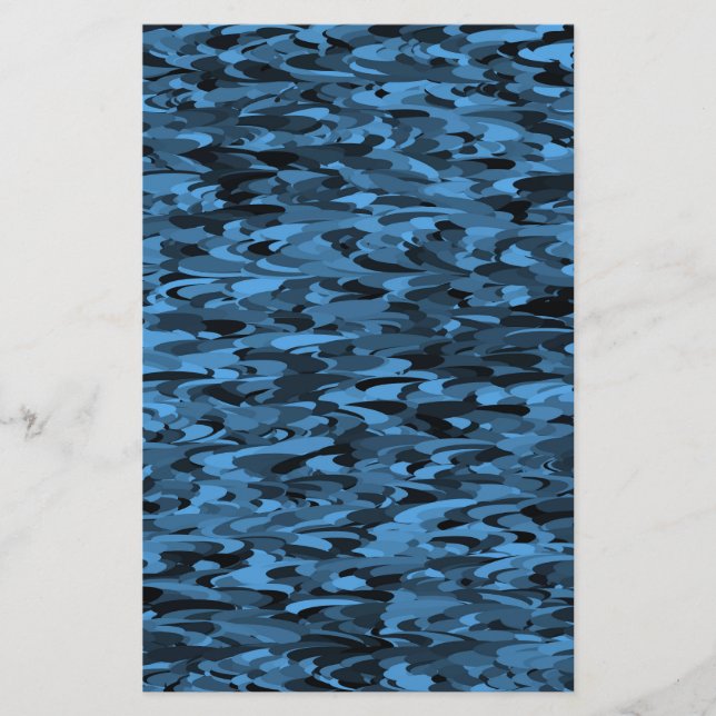 Papelaria Abstrato - Padrão Azul Preto (Frente)
