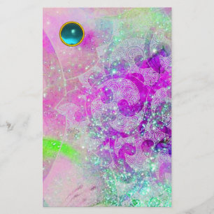 Papelaria ABSTRATO WAVES Rosa Púrpura Azul Aqua Azul Gemston