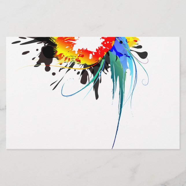 Papelaria Abstrato Wild Parrot Paint Splatters (Frente)