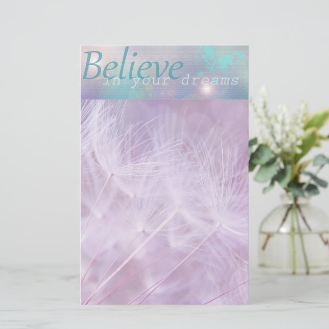 Papelaria Acredite Em Seus Sonhos Roxo Azul-claro (Em pé/Frente)
