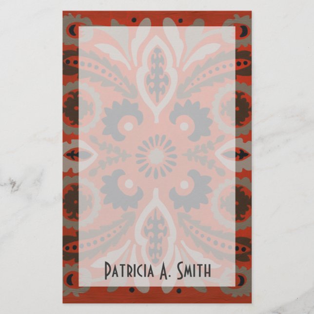 Papelaria Adicionar Seu Nome| Cinnabar Suzani II (Frente)