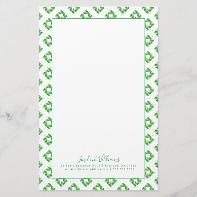 Papelaria Adicione seu teste padrão | verde conhecido do (Frente)