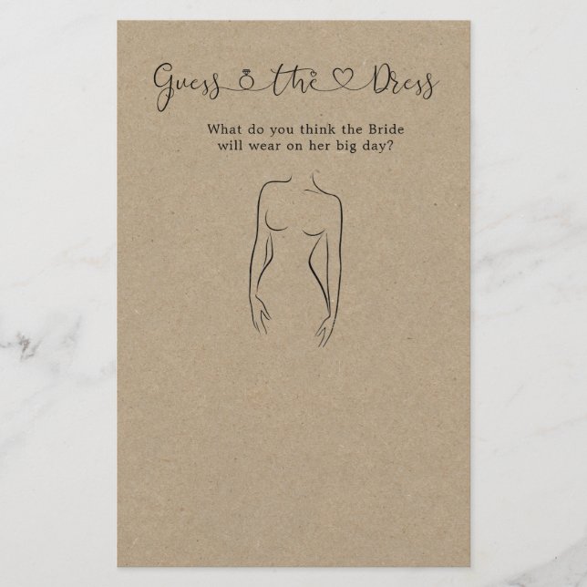 Papelaria Adivinha O Jogo Do Chá de panela De Vestido (Frente)