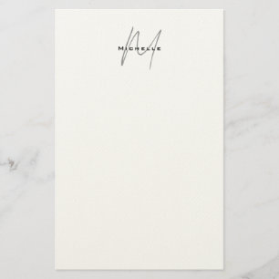 Papelaria Adorável Monograma Preto Branco Cinza Caligrafia
