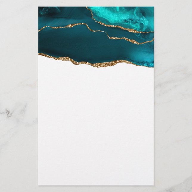 Papelaria Agato Teal Moderno de Na moda e Faixa Dourada de B (Frente)