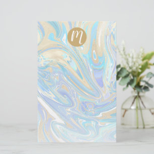 Papelaria Água pearlescente e mármore líquido Dourado e mono