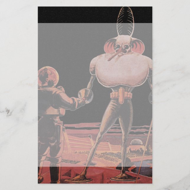 Papelaria Alienígena da mão da agitação do astronauta da (Frente)