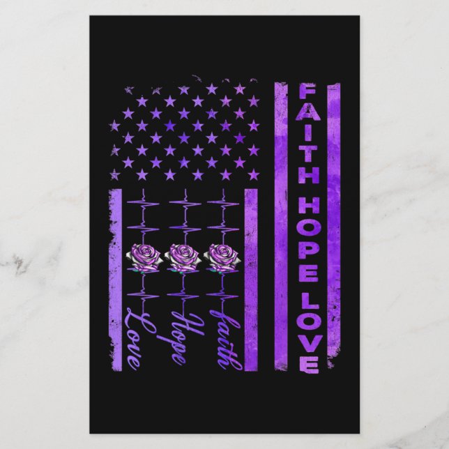 Papelaria Alzheimers Sensibiliza Fé Esperança Ama Roxo (Frente)