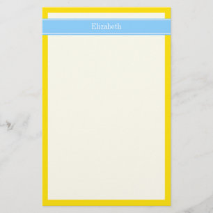 Papelaria Amarelo Sólido, Monograma do Nome da Faixa Azul do