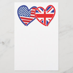 Papelaria American Flag Union Jack Flag Hearts