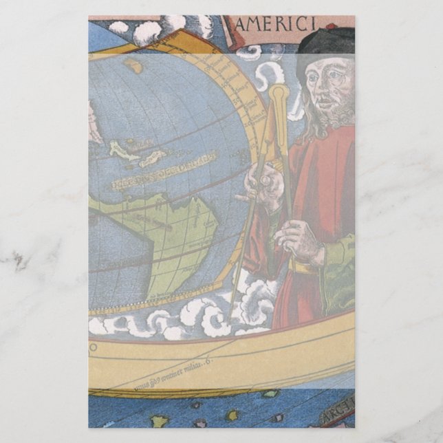 Papelaria Amerigo Vespucci Explorer em um mapa das Américas (Frente)