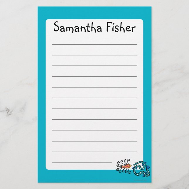 Papelaria Amigos ilustrados coloridos dos peixes (Frente)