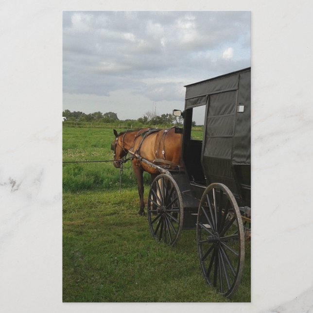 Papelaria Amish Horse e Buggy no Sunset (Frente)