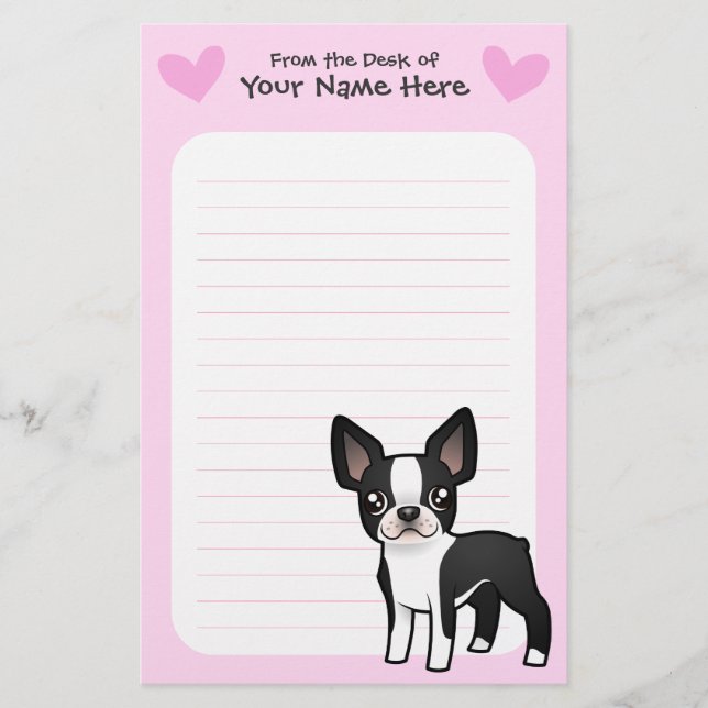 Papelaria Amor de Boston Terrier (Frente)
