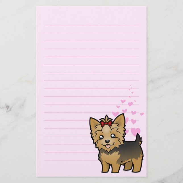 Papelaria Amor do yorkshire terrier (cabelo curto com arco) (Frente)