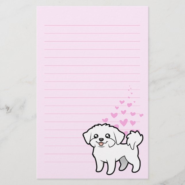 Papelaria Amor maltês (filhote de cachorro cortado) (Frente)