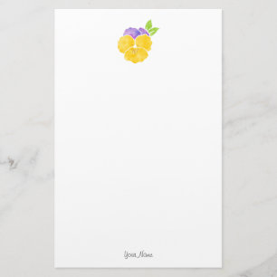 Papelaria Amor perfeito roxo e amarelo da aguarela