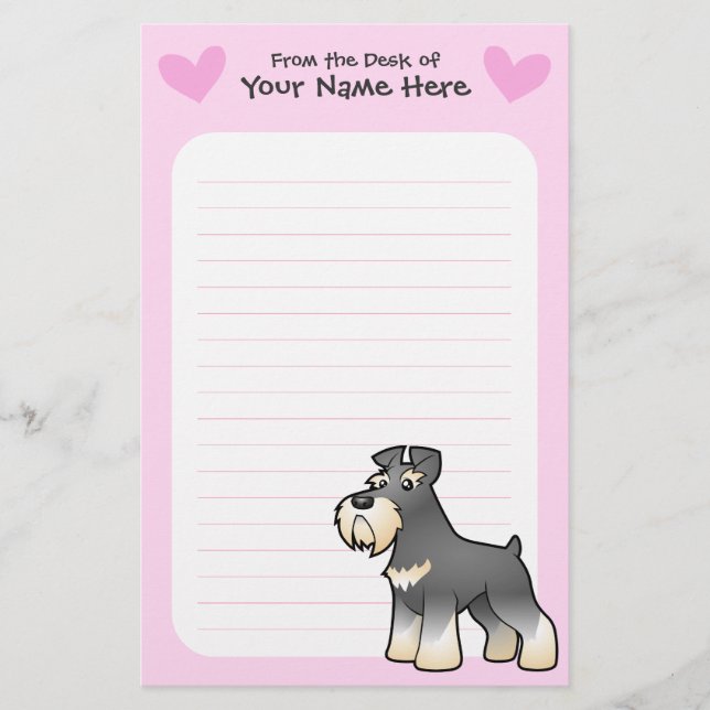 Papelaria Amor Schnauzer gigante/padrão/diminuto (Frente)