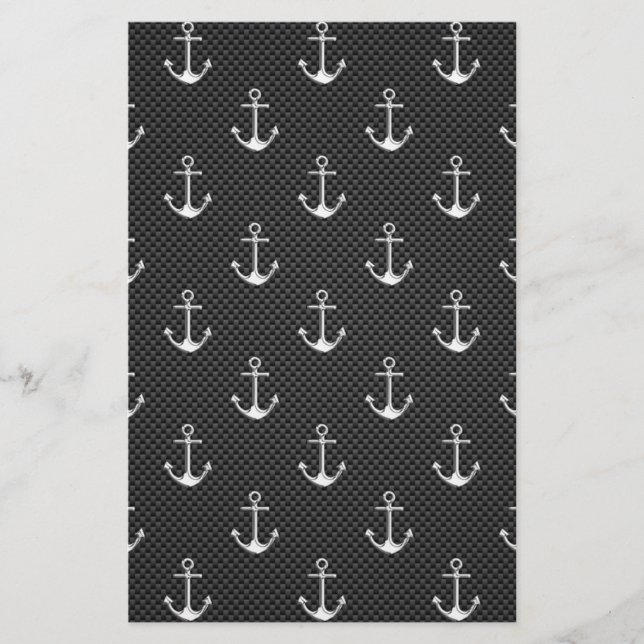 Papelaria Anchors on Black Carbon Fiber Pattern (Frente)