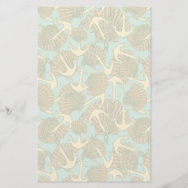 Papelaria Âncora e escudos no teste padrão do estilo do (Frente)