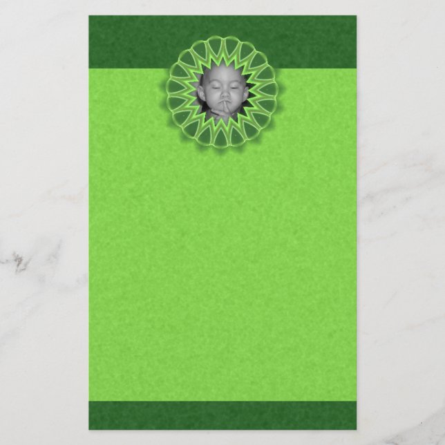 Papelaria Anel da Fotografia Verde Caleidoscópio Mandala (Frente)