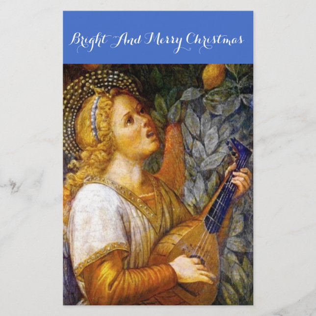 PAPELARIA ANGEL DO NATAL DO FAZER MÚSICO EM AZUL AMARELO DOU (Frente)