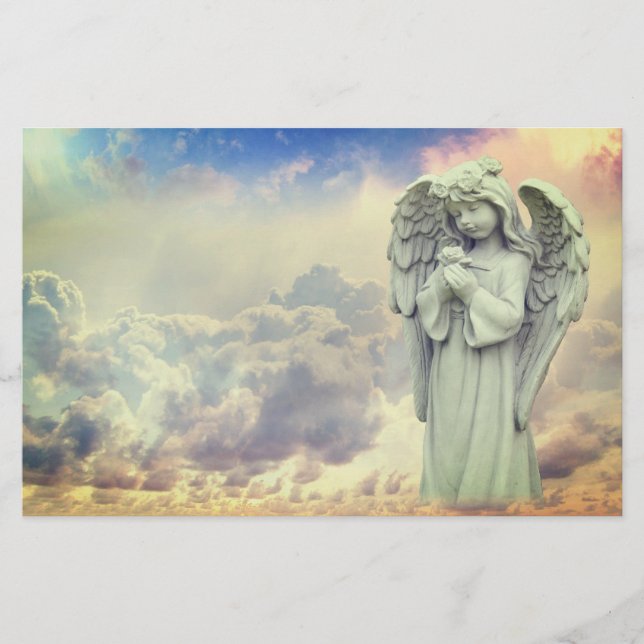 Papelaria Angel Holding Flor (Frente)