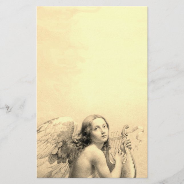 Papelaria ANGEL JOGANDO LYRA SOBRE A Sépia DA NUVENS (Frente)