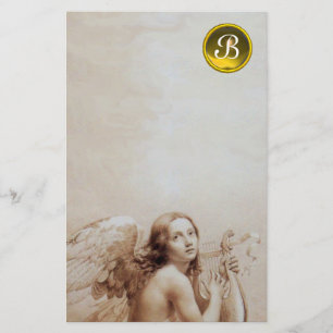 PAPELARIA ANGEL JOGANDO LYRA SOBRE AS NUVENS, GEM MONOGRAM